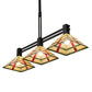 Meyda Lighting Prairie Arrowhead 48" 3-Light Flat Black Island Pendant Light With Multi-Colored Shade Glass