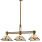 Meyda Lighting Prairie Arrowhead 48" 3-Light Matte Buttered Brass Island Pendant Light With Multi-Colored Shade Glass