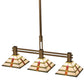 Meyda Lighting Prairie Arrowhead 48" 3-Light Matte Buttered Brass Island Pendant Light With Multi-Colored Shade Glass