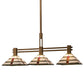 Meyda Lighting Prairie Arrowhead 48" 3-Light Matte Buttered Brass Island Pendant Light With Multi-Colored Shade Glass