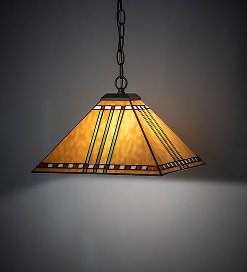 Meyda Lighting Prairie Corn 18" Mahogany Bronze Pendant Light With Stained Shade Glass