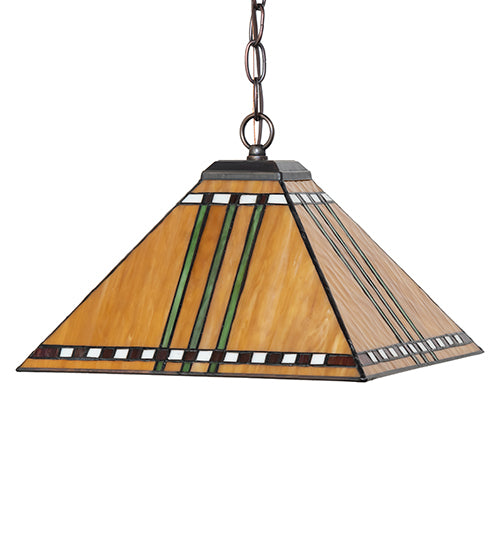 Meyda Lighting Prairie Corn 18" Mahogany Bronze Pendant Light With Stained Shade Glass