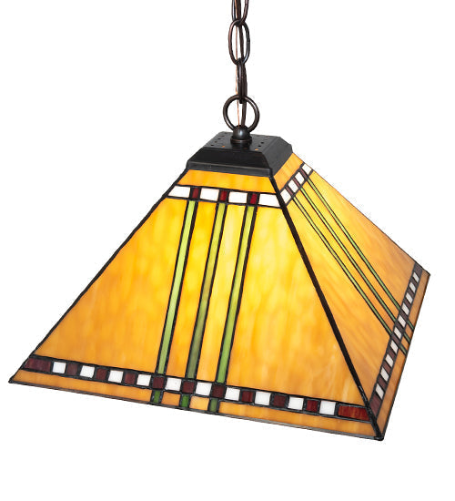 Meyda Lighting Prairie Corn 18" Mahogany Bronze Pendant Light With Stained Shade Glass