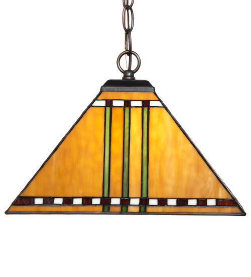 Meyda Lighting Prairie Corn 18" Mahogany Bronze Pendant Light With Stained Shade Glass