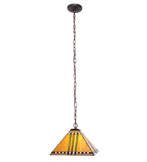 Meyda Lighting Prairie Corn 18" Mahogany Bronze Pendant Light With Stained Shade Glass