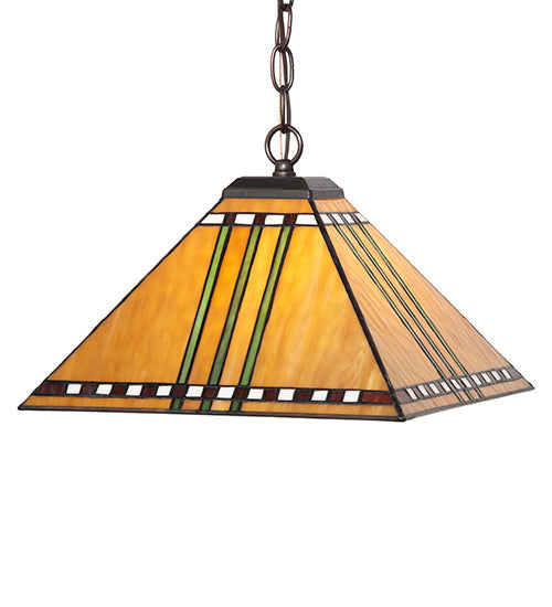 Meyda Lighting Prairie Corn 18" Mahogany Bronze Pendant Light With Stained Shade Glass