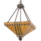 Meyda Lighting Prairie Corn 24" 4-Light Mahogany Bronze Inverted Pendant Light With Amber & Green Shade Glass