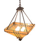Meyda Lighting Prairie Corn 24" 4-Light Mahogany Bronze Inverted Pendant Light With Amber & Green Shade Glass