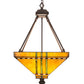 Meyda Lighting Prairie Corn 24" 4-Light Mahogany Bronze Inverted Pendant Light With Amber & Green Shade Glass