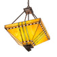 Meyda Lighting Prairie Corn 24" 4-Light Mahogany Bronze Inverted Pendant Light With Amber & Green Shade Glass