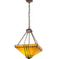 Meyda Lighting Prairie Corn 24" 4-Light Mahogany Bronze Inverted Pendant Light With Amber & Green Shade Glass