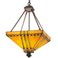 Meyda Lighting Prairie Corn 24" 4-Light Mahogany Bronze Inverted Pendant Light With Amber & Green Shade Glass