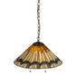 Meyda Lighting Prairie Delta 18" 2-Light Mahogany Bronze Pendant Light With Multi-Colored Shade Glass