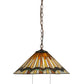 Meyda Lighting Prairie Delta 18" 2-Light Mahogany Bronze Pendant Light With Multi-Colored Shade Glass