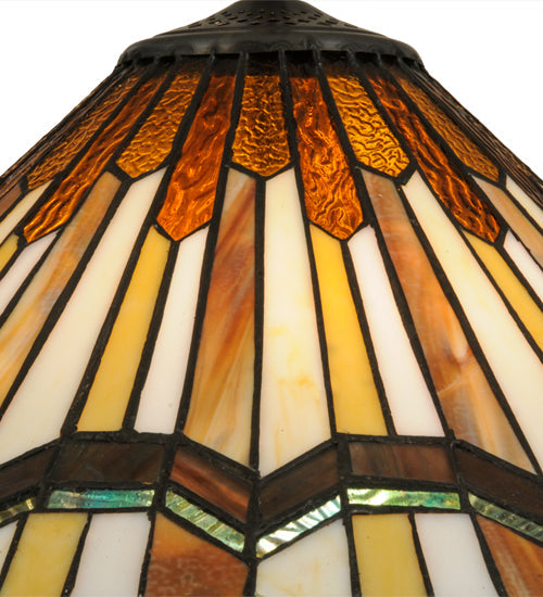 Meyda Lighting Prairie Delta 18" 2-Light Mahogany Bronze Pendant Light With Multi-Colored Shade Glass