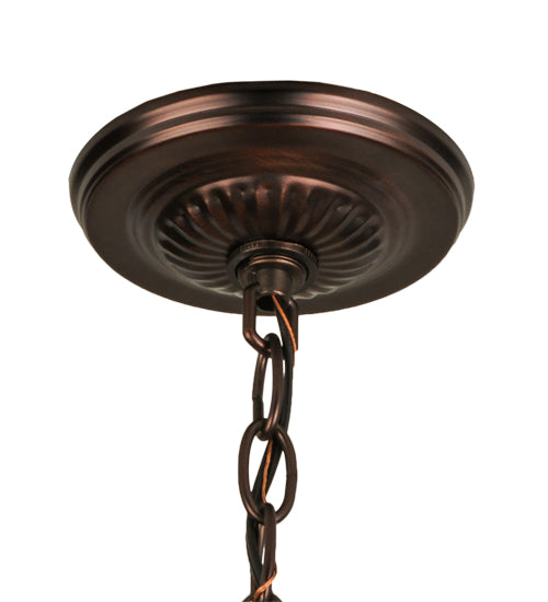 Meyda Lighting Prairie Delta 18" 2-Light Mahogany Bronze Pendant Light With Multi-Colored Shade Glass