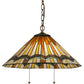 Meyda Lighting Prairie Delta 18" 2-Light Mahogany Bronze Pendant Light With Multi-Colored Shade Glass
