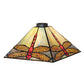 Meyda Lighting Prairie Dragonfly 10"Sq Blue & Red Shade Glass