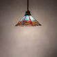 Meyda Lighting Prairie Dragonfly 14" Antique Copper Mini Pendant Light With Red & Blue Stained Shade Glass