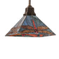 Meyda Lighting Prairie Dragonfly 14" Antique Copper Mini Pendant Light With Red & Blue Stained Shade Glass