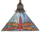 Meyda Lighting Prairie Dragonfly 14" Antique Copper Mini Pendant Light With Red & Blue Stained Shade Glass