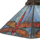 Meyda Lighting Prairie Dragonfly 14" Antique Copper Mini Pendant Light With Red & Blue Stained Shade Glass