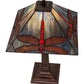 Meyda Lighting Prairie Dragonfly 21" Mahogany Bronze Table Lamp With Multi-Colored Stained Shade Glass
