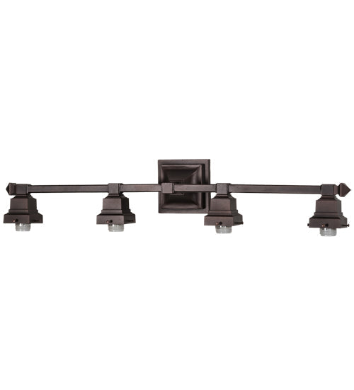 Meyda Lighting Prairie Dragonfly 37" 4-Light Mahogany Bronze Vanity Light With Multi-Colored Stained Shade Glass