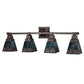 Meyda Lighting Prairie Dragonfly 37" 4-Light Mahogany Bronze Vanity Light With Multi-Colored Stained Shade Glass
