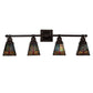 Meyda Lighting Prairie Dragonfly 37" 4-Light Mahogany Bronze Vanity Light With Multi-Colored Stained Shade Glass
