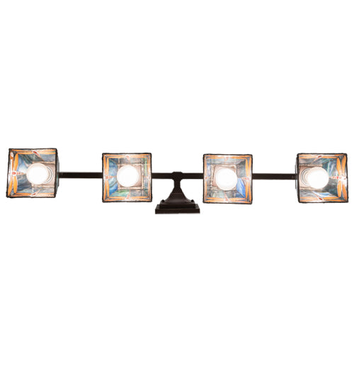 Meyda Lighting Prairie Dragonfly 37" 4-Light Mahogany Bronze Vanity Light With Multi-Colored Stained Shade Glass