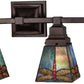 Meyda Lighting Prairie Dragonfly 37" 4-Light Mahogany Bronze Vanity Light With Multi-Colored Stained Shade Glass