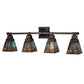 Meyda Lighting Prairie Dragonfly 37" 4-Light Mahogany Bronze Vanity Light With Multi-Colored Stained Shade Glass