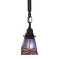 Meyda Lighting Prairie Dragonfly 49101 5"Sq Mahogany Bronze Mini Pendant Light With Multi-Colored Stained Shade Glass