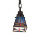 Meyda Lighting Prairie Dragonfly 49101 5"Sq Mahogany Bronze Mini Pendant Light With Multi-Colored Stained Shade Glass