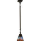 Meyda Lighting Prairie Dragonfly 49101 5"Sq Mahogany Bronze Mini Pendant Light With Multi-Colored Stained Shade Glass