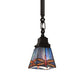 Meyda Lighting Prairie Dragonfly 49102 5"Sq Mahogany Bronze Mini Pendant Light With Multi-Colored Stained Shade Glass