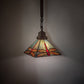 Meyda Lighting Prairie Dragonfly 49104 10"Sq Mahogany Bronze Pendant Light With Multi-Colored Stained Shade Glass