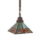 Meyda Lighting Prairie Dragonfly 49104 10"Sq Mahogany Bronze Pendant Light With Multi-Colored Stained Shade Glass