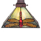 Meyda Lighting Prairie Dragonfly 49104 10"Sq Mahogany Bronze Pendant Light With Multi-Colored Stained Shade Glass