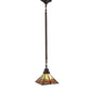 Meyda Lighting Prairie Dragonfly 49104 10"Sq Mahogany Bronze Pendant Light With Multi-Colored Stained Shade Glass