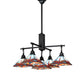 Meyda Lighting Prairie Dragonfly 51"Sq 5-Light Craftsman Brown Chandelier With Orange & Blue Stained Shade Glass
