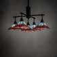 Meyda Lighting Prairie Dragonfly 51"Sq 5-Light Craftsman Brown Chandelier With Orange & Blue Stained Shade Glass