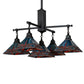 Meyda Lighting Prairie Dragonfly 51"Sq 5-Light Craftsman Brown Chandelier With Orange & Blue Stained Shade Glass