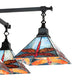 Meyda Lighting Prairie Dragonfly 51"Sq 5-Light Craftsman Brown Chandelier With Orange & Blue Stained Shade Glass