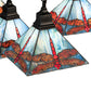 Meyda Lighting Prairie Dragonfly 51"Sq 5-Light Craftsman Brown Chandelier With Orange & Blue Stained Shade Glass