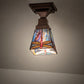 Meyda Lighting Prairie Dragonfly 7" Mahogany Bronze Flush Mount Light With Multi-Colored Shade Glass