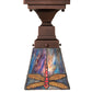 Meyda Lighting Prairie Dragonfly 7" Mahogany Bronze Flush Mount Light With Multi-Colored Shade Glass