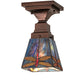 Meyda Lighting Prairie Dragonfly 7" Mahogany Bronze Flush Mount Light With Multi-Colored Shade Glass