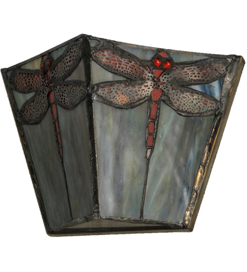 Meyda Lighting Prairie Dragonfly 8" Wall Sconce With Multi-Colored Shade Glass